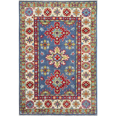 Kazak Wool Hand Knotted Rug Blue 2.9x4.1 -O0404