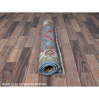 Kazak Wool Hand Knotted Rug Blue 2.9x4.1 -O0404
