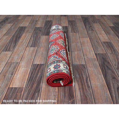 Kazak Wool Hand Knotted Rug Red 2.6x4.0 -O0406