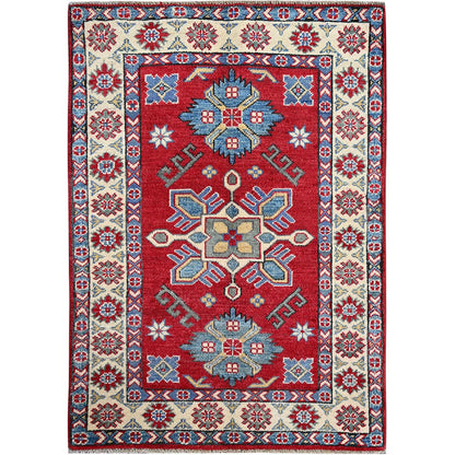 Kazak Wool Hand Knotted Rug Red 2.9x3.11 -O0407