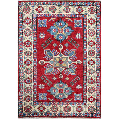 Kazak Wool Hand Knotted Rug Red 2.9x3.11 -O0407