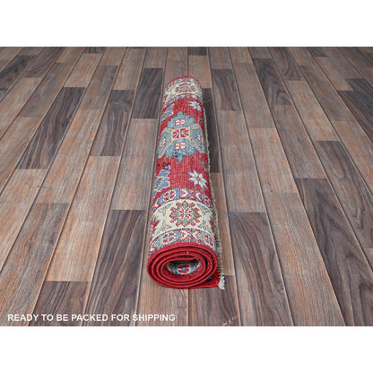 Kazak Wool Hand Knotted Rug Red 2.9x3.11 -O0407