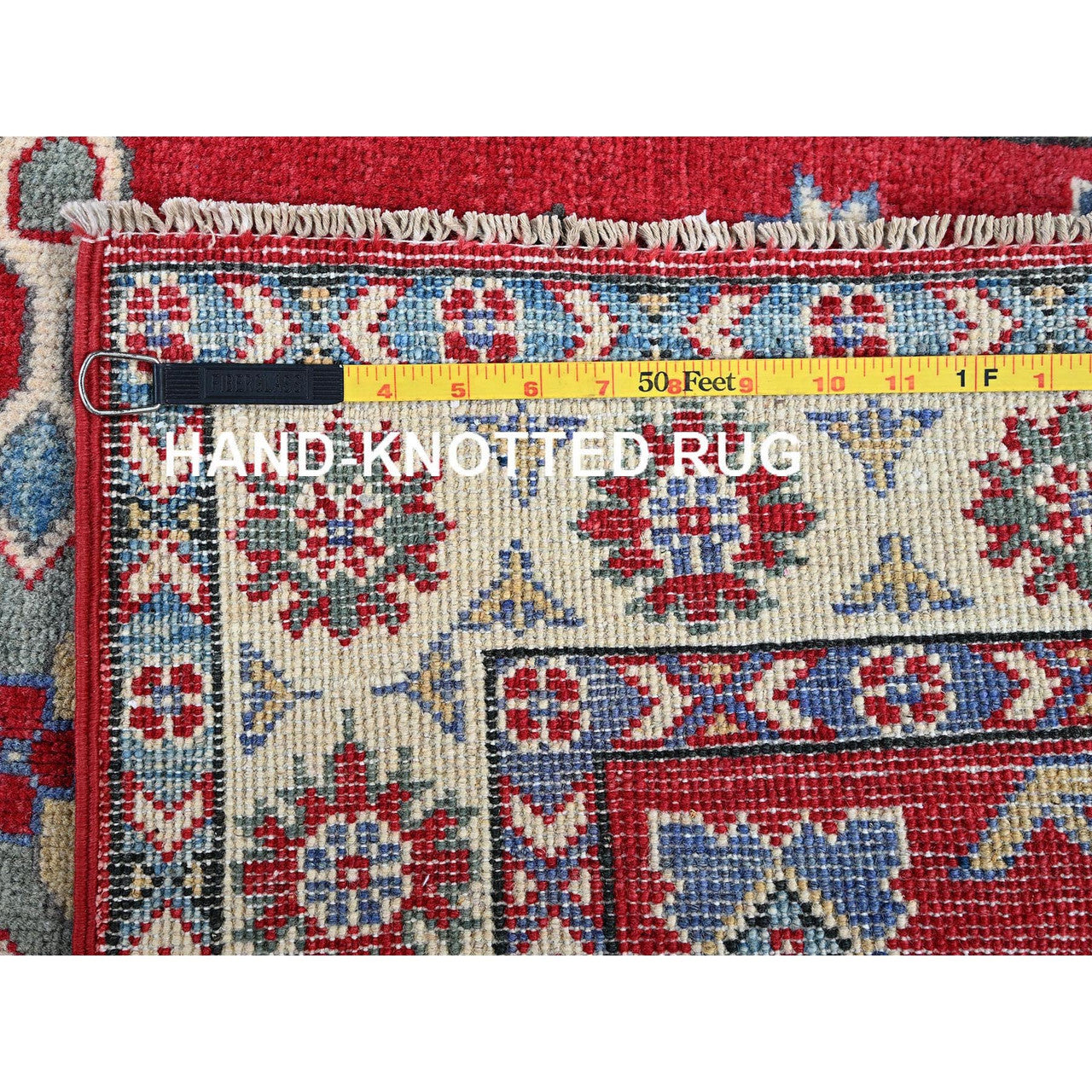Red 2'9" x 3'11" Kazak Hand knotted Wool Rug - Sku: O0407
