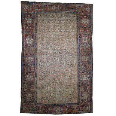 Antique Wool Hand Knotted Rug Beige Rust Red 12.0X18.3 -O040817