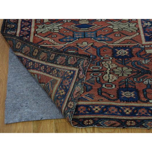 Antique Wool Hand Knotted Rug Beige Rust Red 12.0X18.3 -O040817