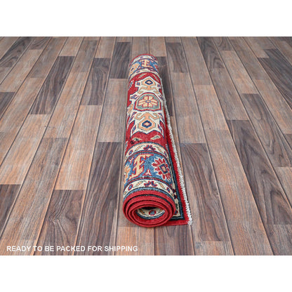 Kazak Wool Hand Knotted Rug Red 2.10x4.2 -O0408