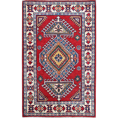 Kazak Wool Hand Knotted Rug Red 2.8x4.1 -O0409