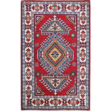 Kazak Wool Hand Knotted Rug Red 2.8x4.1 -O0409