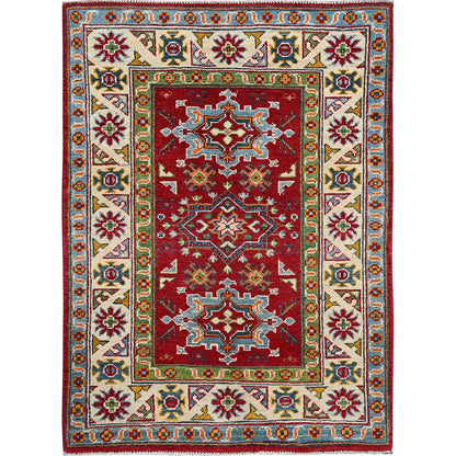 Kazak Wool Hand Knotted Rug Red 2.11x3.11 -O0410
