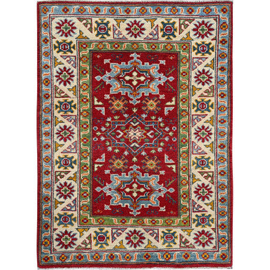Kazak Wool Hand Knotted Rug Red 2.11x3.11 -O0410