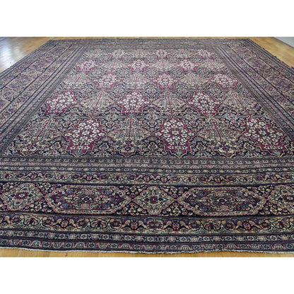 Antique Wool Hand Knotted Rug Multicolored Ivory 14.0X16.9 -O041179