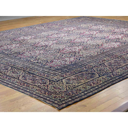Antique Wool Hand Knotted Rug Multicolored Ivory 14.0X16.9 -O041179
