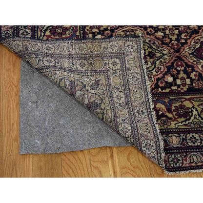 Antique Wool Hand Knotted Rug Multicolored Ivory 14.0X16.9 -O041179