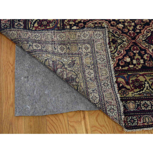 Antique Wool Hand Knotted Rug Multicolored Ivory 14.0X16.9 -O041179