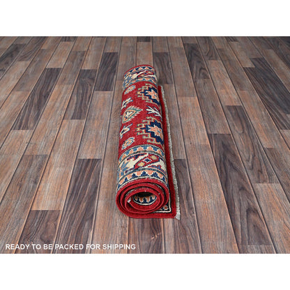 Kazak Wool Hand Knotted Rug Red 2.7x4.0 -O0411