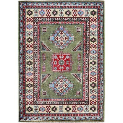 Kazak Wool Hand Knotted Rug Green 3.4x4.9 -O0412