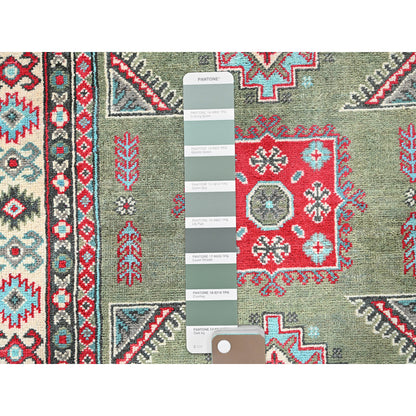 Kazak Wool Hand Knotted Rug Green 3.4x4.9 -O0412