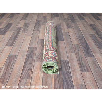 Kazak Wool Hand Knotted Rug Green 3.4x4.9 -O0412