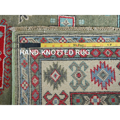 Kazak Wool Hand Knotted Rug Green 3.4x4.9 -O0412