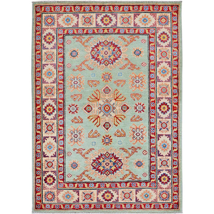 Kazak Wool Hand Knotted Rug Green 3.5x4.11 -O0413
