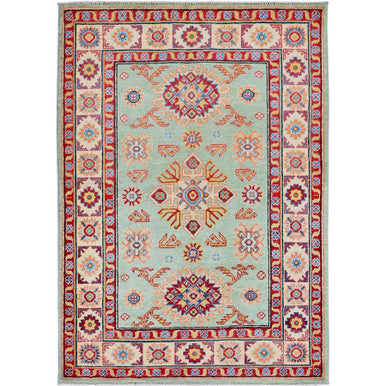 Kazak Wool Hand Knotted Rug Green 3.5x4.11 -O0413