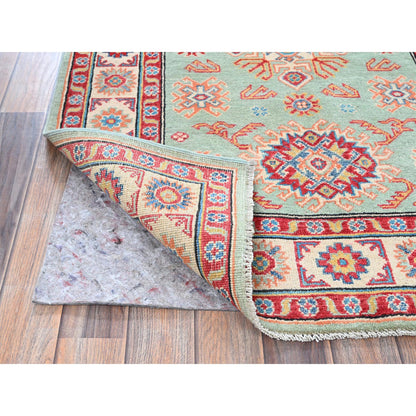 Kazak Wool Hand Knotted Rug Green 3.5x4.11 -O0413