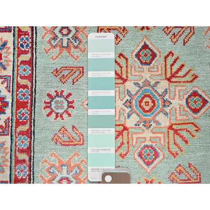Kazak Wool Hand Knotted Rug Green 3.5x4.11 -O0413