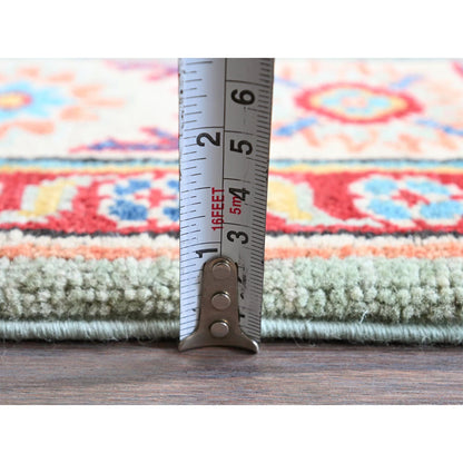 Kazak Wool Hand Knotted Rug Green 3.5x4.11 -O0413