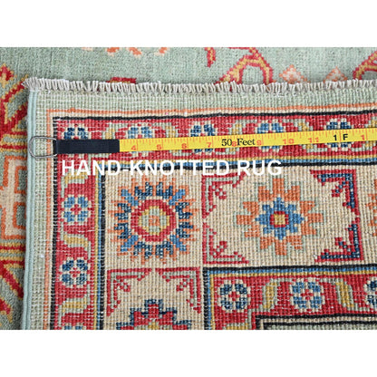 Kazak Wool Hand Knotted Rug Green 3.5x4.11 -O0413