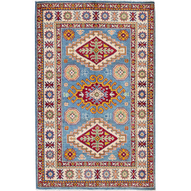 Kazak Wool Hand Knotted Rug Blue 3.3x5.0 -O0414