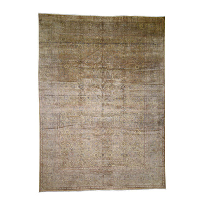 Antique Wool Hand Knotted Rug Grey Light Brown 8.7X11.8 -O041570