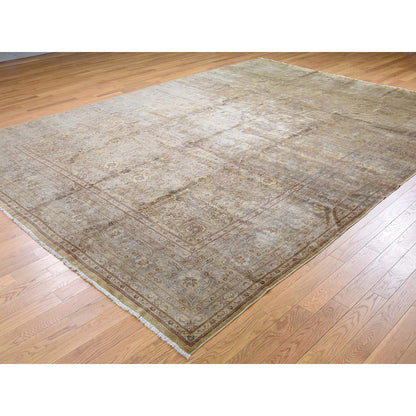 Antique Wool Hand Knotted Rug Grey Light Brown 8.7X11.8 -O041570