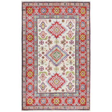 Kazak Wool Hand Knotted Rug Ivory 3.2x5.3 -O0415