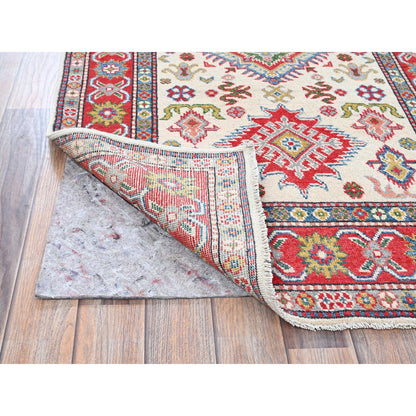 Kazak Wool Hand Knotted Rug Ivory 3.2x5.3 -O0415