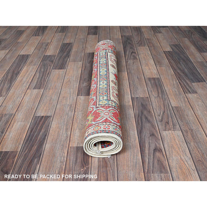 Kazak Wool Hand Knotted Rug Ivory 3.2x5.3 -O0415