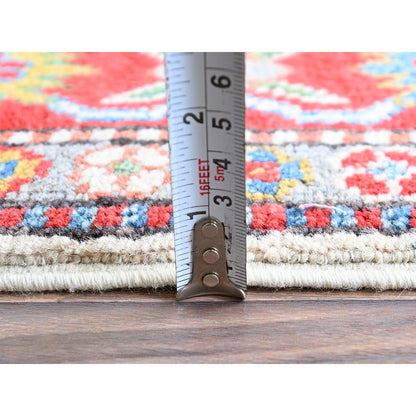 Kazak Wool Hand Knotted Rug Ivory 3.2x5.3 -O0415
