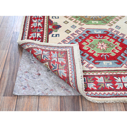 Kazak Wool Hand Knotted Rug Ivory 3.3x4.10 -O0416