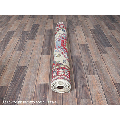 Kazak Wool Hand Knotted Rug Ivory 3.3x4.10 -O0416