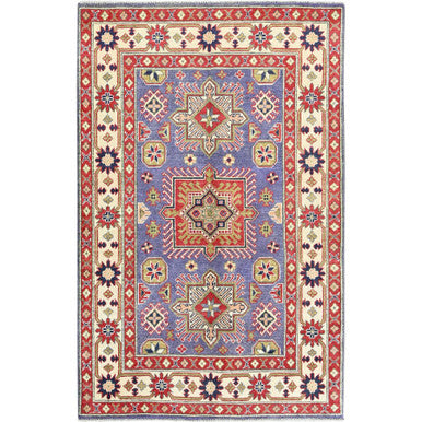 Kazak Wool Hand Knotted Rug Purple 3.11x6.1 -O0417