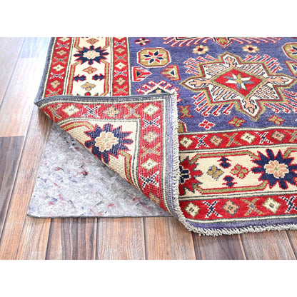 Kazak Wool Hand Knotted Rug Purple 3.11x6.1 -O0417