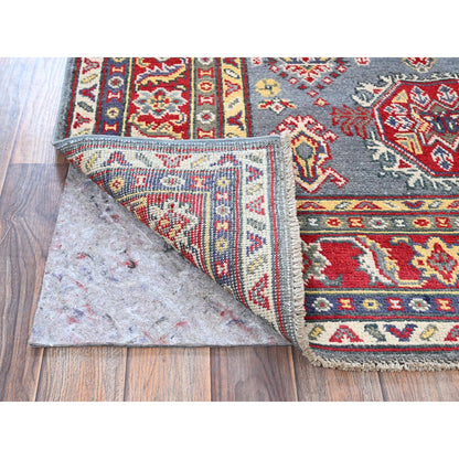 Kazak Wool Hand Knotted Rug Grey 4.1x5.10 -O0419