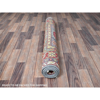 Kazak Wool Hand Knotted Rug Grey 4.1x5.10 -O0419