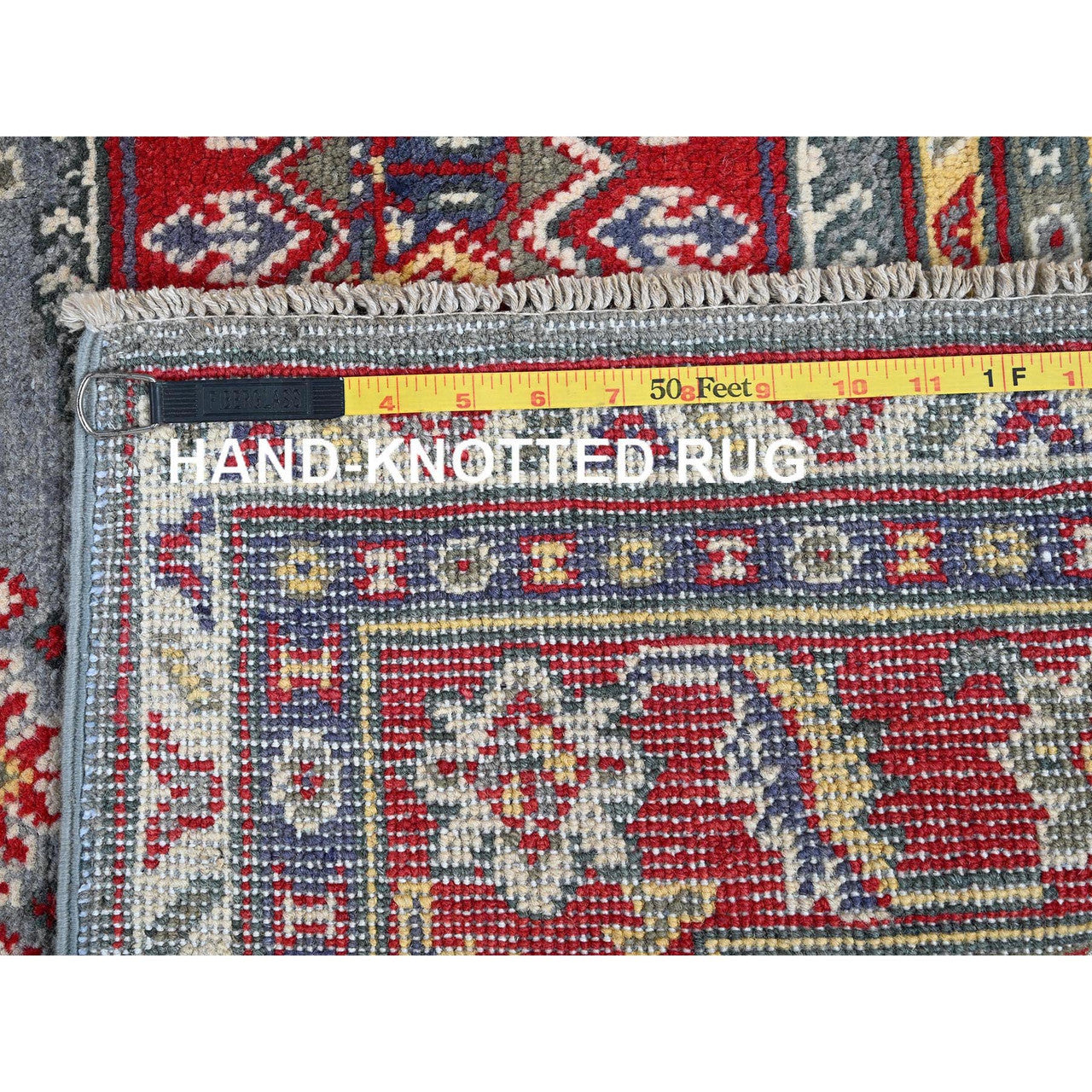 Gray 4'1" x 5'10" Kazak Hand knotted Wool Rug - Sku: O0419