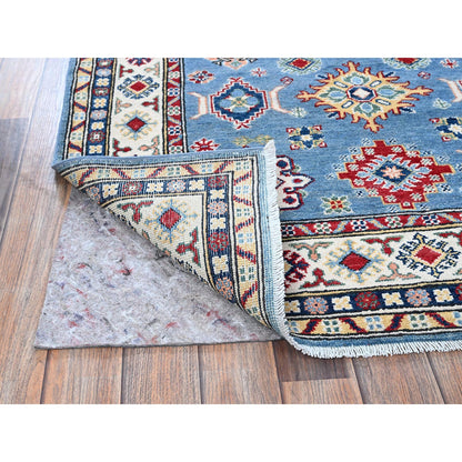 Kazak Wool Hand Knotted Rug Blue 3.11x12.11 -O0420