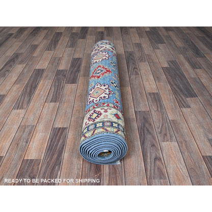 Kazak Wool Hand Knotted Rug Blue 3.11x12.11 -O0420