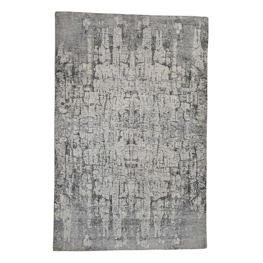 Modern and Contemporary Wool Hand Knotted Rug Ivory No Border 6.0X9.0 -O042196