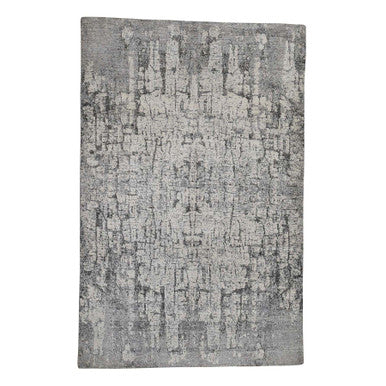 Modern and Contemporary Wool Hand Knotted Rug Ivory No Border 6.0X9.0 -O042196