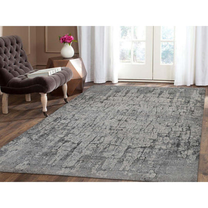 Modern and Contemporary Wool Hand Knotted Rug Ivory No Border 6.0X9.0 -O042196