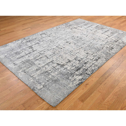 Modern and Contemporary Wool Hand Knotted Rug Ivory No Border 6.0X9.0 -O042196