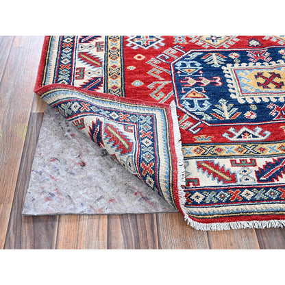 Kazak Wool Hand Knotted Rug Red 4.1x5.6 -O0421